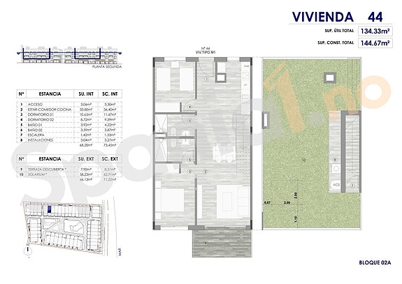 Plantegning - leilighet med 2 soverom og  egen takterrase