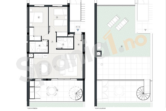 Plantegning toppleilighet med 2 soverom