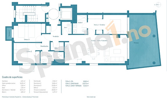 Plantegning leilighet med 3 soverom
