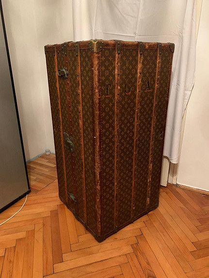 French Wardrobe Steamer Trunk with Stencil Monogram from Louis Vuitton,  1920s