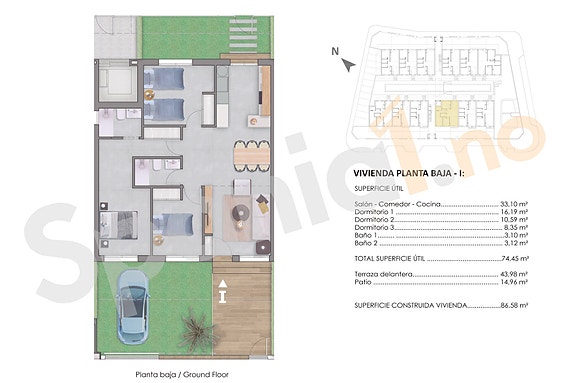 Plantegning leilighet med 3 soverom
