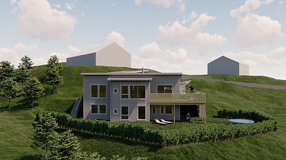 Illustrasjon plassering av Aurora, ABC Hus i tomt