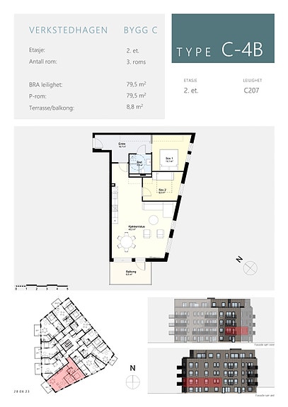 Stor 3-roms på hele 79 kvm - Vestvendt balkong - Inkl. p-plass!