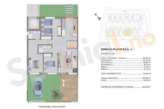 Plantegning leilighet med 3 soverom