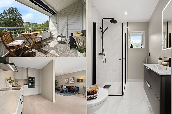 En rålekker og nyoppusset (2023) 3-roms toppleilighet, med nytt bad, nytt kjøkken og solrik balkong