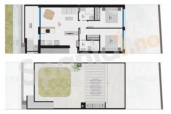 Plantegning toppleilighet med takterasse
