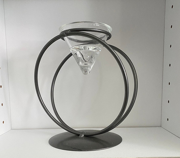 Telysholder metall/løst glass rund
