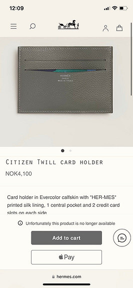 Shop HERMES Citizen Twill PORTE-CARTES CITIZEN TWILL Card case by