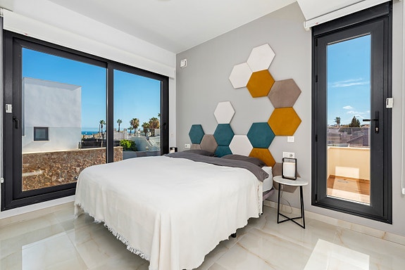 Flott havutsikt fra soverommet