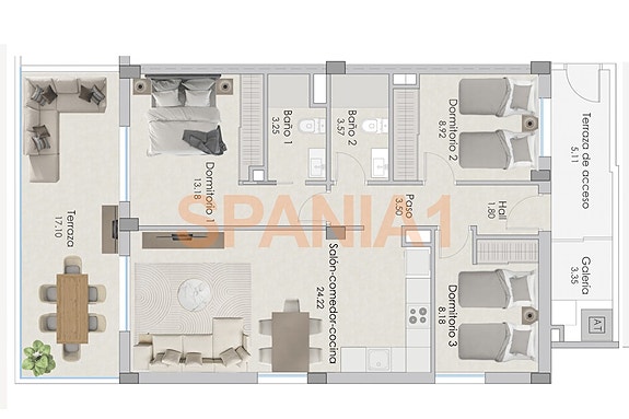 Plantegning - Leilighet med 3 soverom - priser fra 280.000 euro