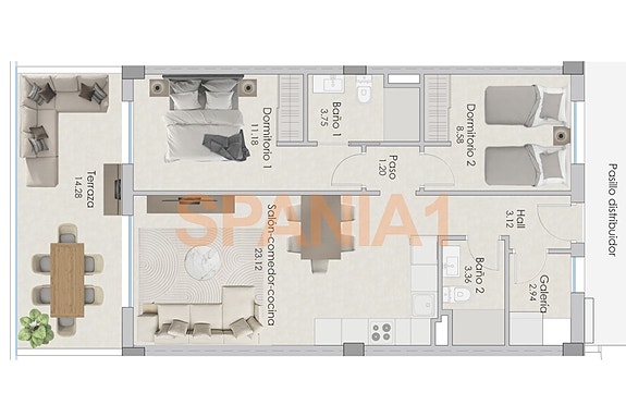 Plantegning - Leilighet med 2 soverom - priser fra 230.000 euro