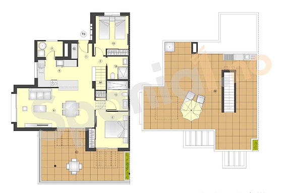 Plantegning Penthouse med 2 soverom