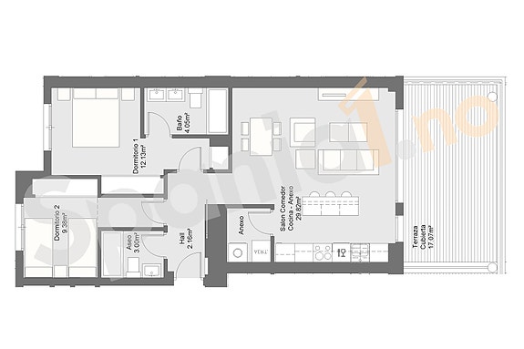 Plantegning leilighet med 2 soverom