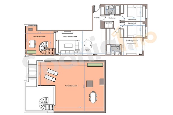 Plantegning penthouse med 3 soverom
