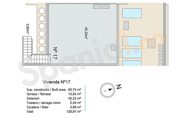 Plantegning toppleilighet med 2 soverom og takterrasse