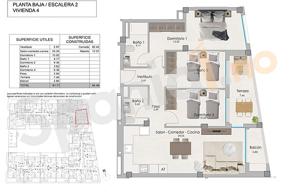 Plantegning leilighet med 3 soverom