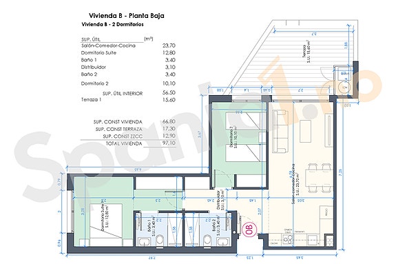 Leilighet med 2 soverom