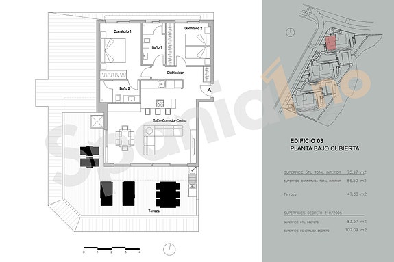 Plantegning penthouse med 2 soverom