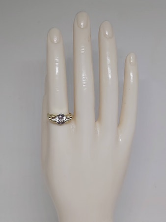 Elegant vintage gullring med lyseblå sten, gull ring, 585, 14K, 1970tallet
