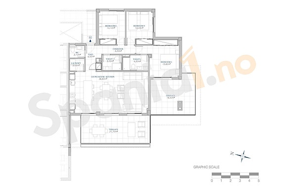 Plantegning leilighet med 3 soverom