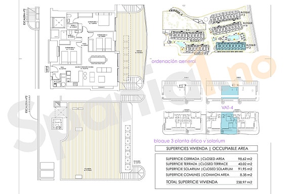 Plantegning av penthouse leilighet med 3 soverom