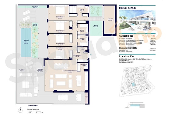 Plantegning leilighet med 4 soverom, bakkeplan