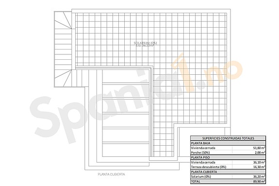 Plantegning takterrasse (tilvalg -14.500 euro)