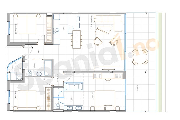 Plantegning leilighet med 3 soverom