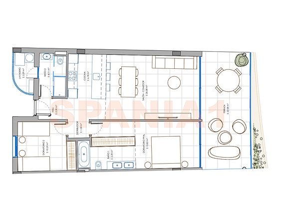 Plantegning av leilighet med 2 soverom