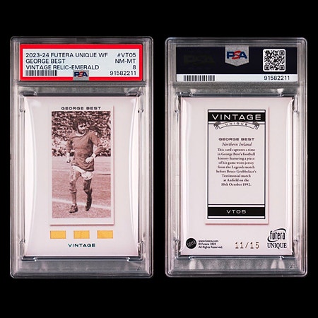 GEORGE BEST 2023-24 FUTERA UNIQUE – PSA 8 – NUMMERERT TIL 15 MAN UTD