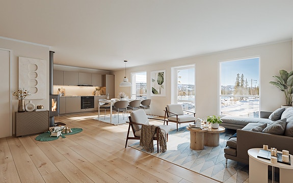 Ny leilighet, 2/3 sov, romslig stue/kjøkken, sportsbod. 1 leilighet igjen. Innflytningsklar i april!