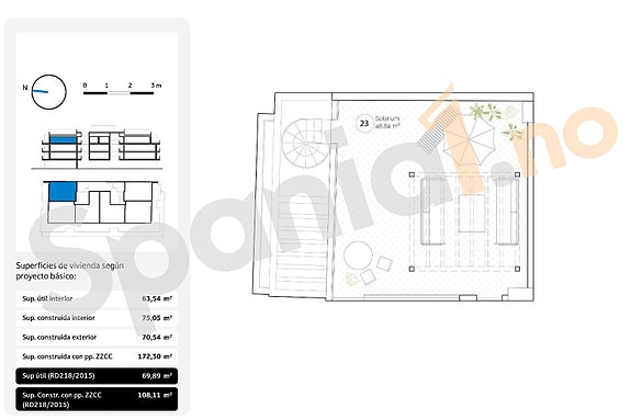 Plantegning penthouse med 2 soverom