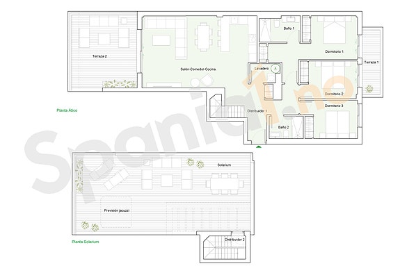 Plantegning penthouse med takterrasse