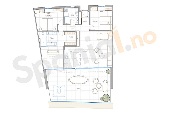 Plantegning SKY VILLA med 3 soverom