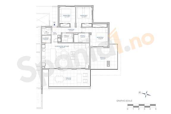 Plantegning leilighet med 3 soverom