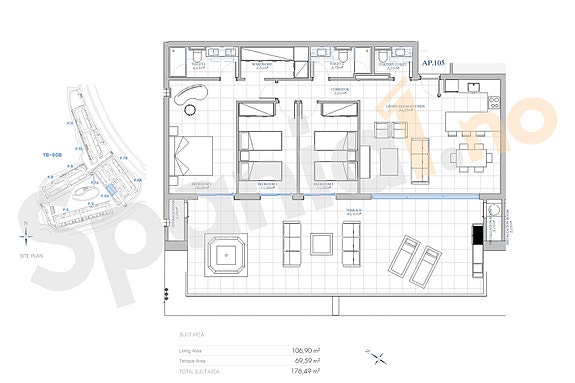 Plantegning Sky Villa med 3 soverom