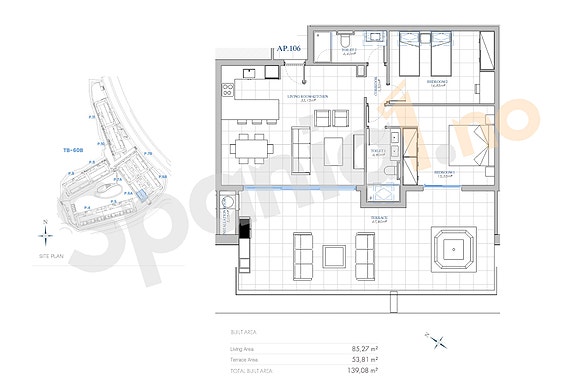 Plantegning Sky Villa med 2 soverom
