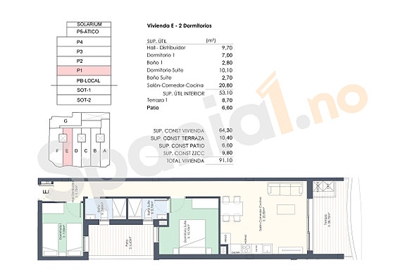 Plantegning leilighet med 2 soverom