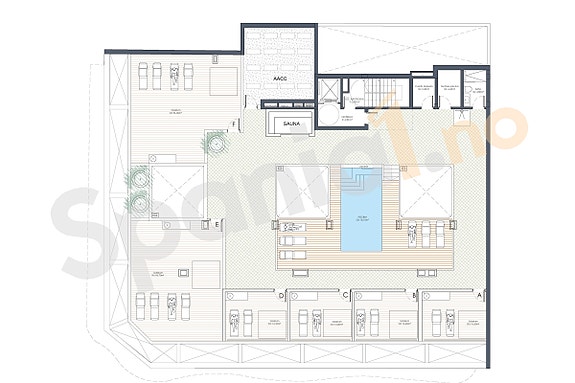 Plantegning takterrasser og fellesområde