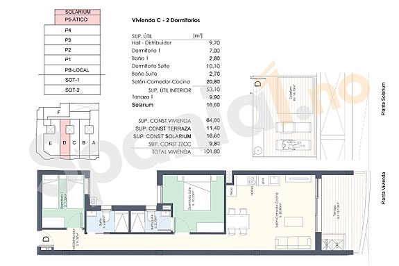 Plantegning toppetasje med takterrasse