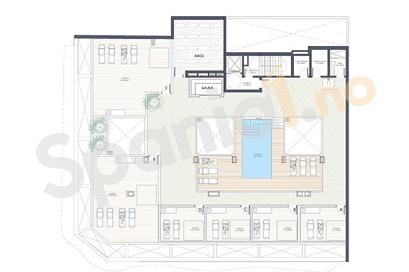 Plantegning takterraser og fellesområde