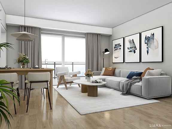 Stue møblert av Liana 3D interiør design.
Fantastisk sted og bo med stor terrasse, sol til langt på kveld, vakkert uteområde og elven som flyter sakte forbi.