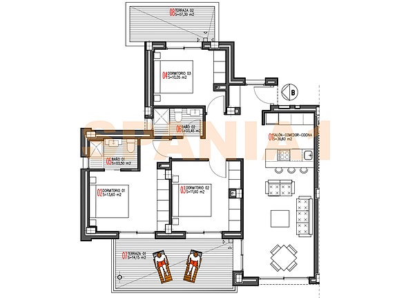 Plantegning - Leilighet med 3 soverom