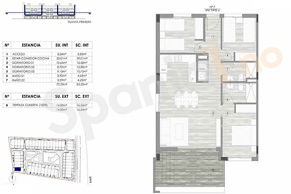 Plantegning - leilighet med 3 soverom