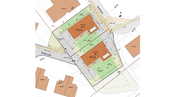 Situasjonsplan for Parkstien 35 og Parkstien 37