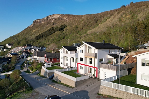 Leilighet merket med rødt