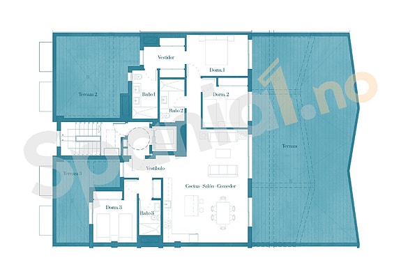 Plantegning Penthouse med 3 soverom