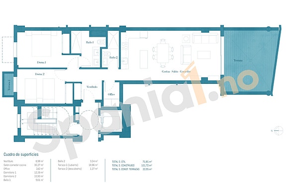 Plantegning leilighet med 2 soverom