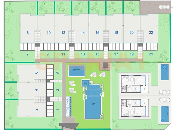 Områdekart - Det skal bygges to villaer og 22 leiligheter