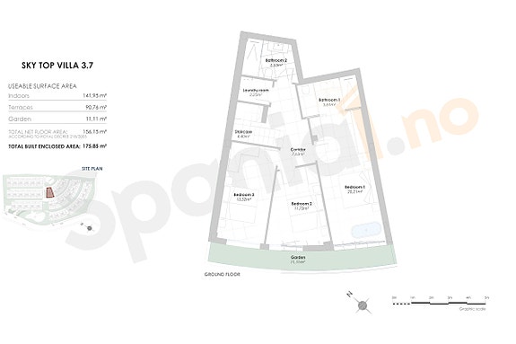 Plantegning bolig med 4 soverom og 3 bad